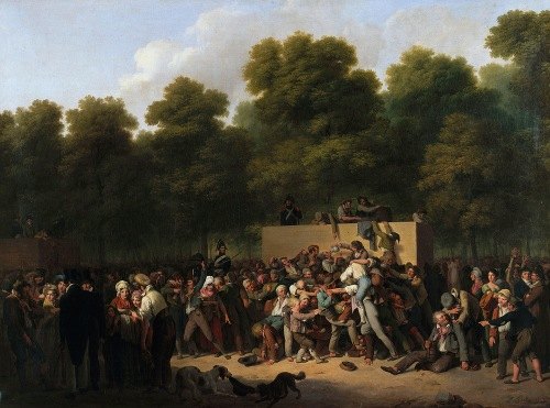 Distribution de Vin Et De Comestibles Aux Champs-Elysées, À L’occasion De La Fête Du Roi.