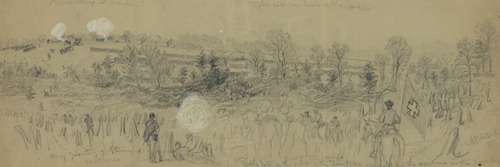 Rifle pits on the right of the Orange Turnpike occupied by the regulars on the first day and by the 6th corps subsequently