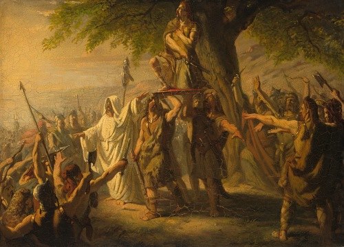 Brinio als leider der Kaninefaten op het schild geheven, Anno 70