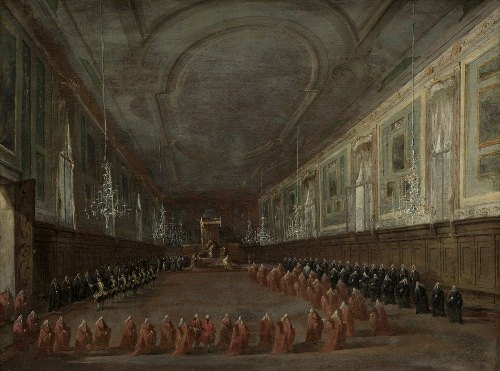 Pope Pius VI Descending the Throne to Take Leave of the Doge in the Hall of SS. Giovanni e Paolo, 1782