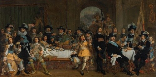 Schuttersmaaltijd van Wijk I met kolonel Jan van de Poll en kapitein Gijsbert van de Poll