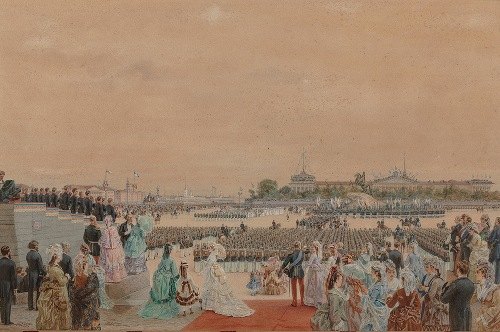 The solemn service on the occasion of the bicentenary of Peter I’s birth (1672-1725) on Senate Square in Saint Petersburg, 30 May 1872
