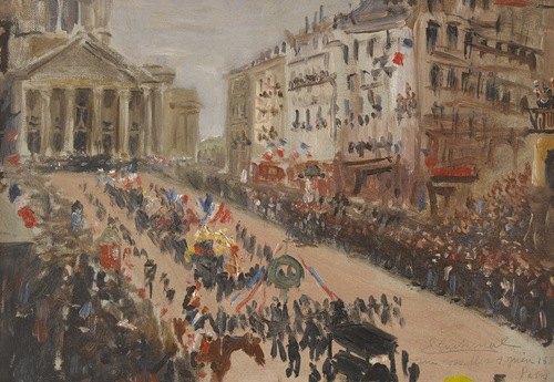 Les funérailles de Victor Hugo, le cortège rue Soufflot (1885)