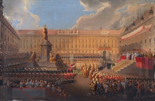 Enthüllung des Denkmals für Kaiser Franz I. von Österreich am 19. Juni 1846 auf dem Wiener Franzensplatz