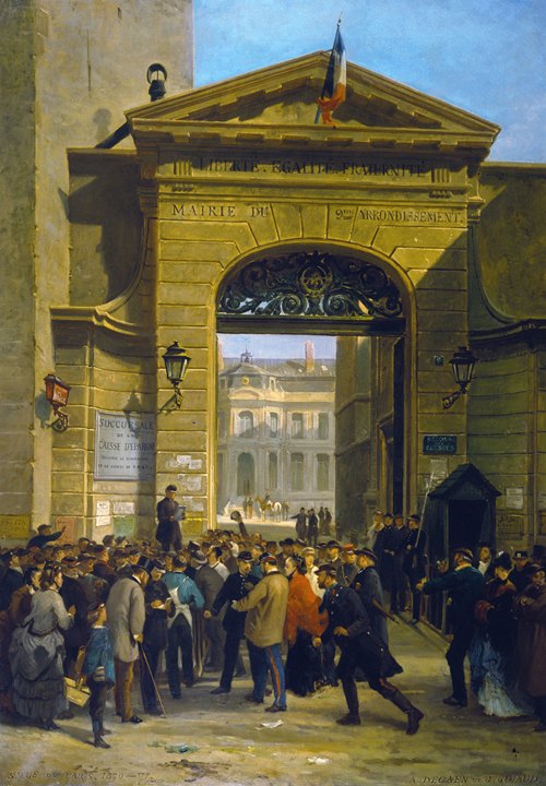 Lecture d’une dépêche à la Mairie du IXème arrondissement, 6, rue Drouot (19 janvier 1871).