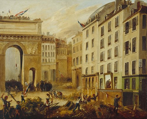 Scène de combat à la porte Saint-Martin, le 28 juillet 1830.