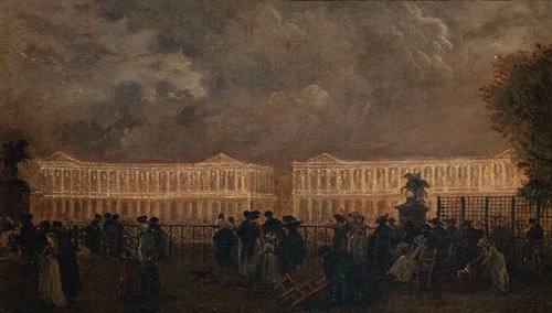 Illumination de la place Louis-XV à l’occasion de la naissance du dauphin, en octobre 1781