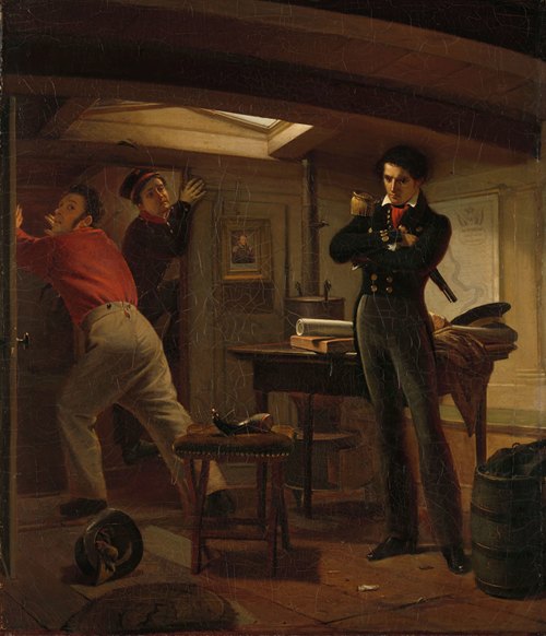 Jan van Speijk Debating whether to Set Fire to the Gunpowder (1834)