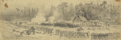 Charge of Union troops of the left flank of the army commanded by Genl. Stonewall Jackson at Cedar Mountain