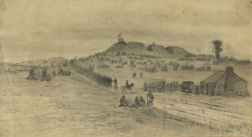 Retreat of the Army of the Rappahannock, commanded by Genl. Pope through the town of Centreville. After the battle of second Bull Run