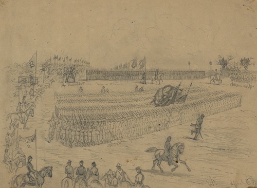 Review of the Army of the Potomac, commanded by Gen. Joe E. Hooker, by President Abraham Lincoln