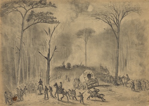 Scene on the U.S. ford road, (battle of Chancellorsville) on the night of Apr. 30, 1863