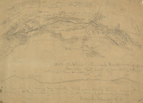 Sketch map of the battle of Gettysburg, made while on the march toward Frederick, Md.