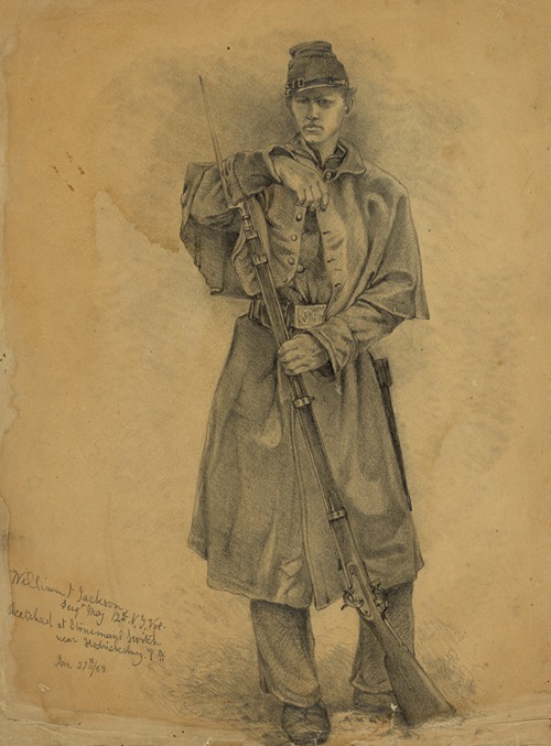 Study of infantry soldier on guard–William J. Jackson, Sergt. Maj. 12th N.Y. Vols.