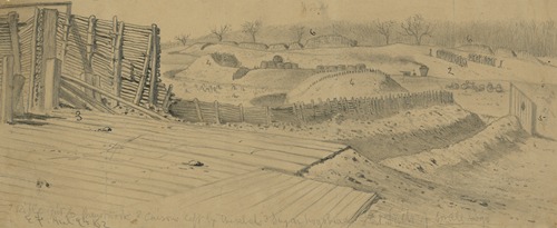 The defenses of Manassas on the Orange and Alex. R.R. north of the station, looking S.E.