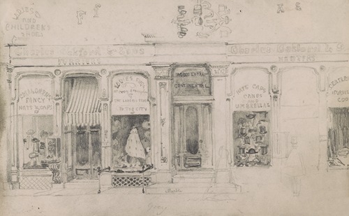 Design for advertisement, Charles Oakford & Sons, furrier and hatter, located at 104 Chestnut
