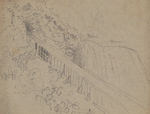 Tipple on mountain side extending from mine opening on upper left to bottom right