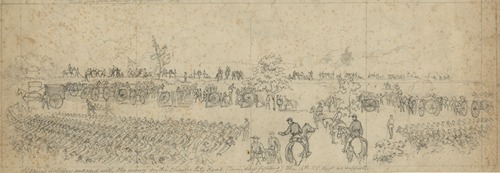 Slocum’s Artillery engaged with the enemy on the Charles City Road. (Seven days fighting) The 16th N.Y. Regt as supports
