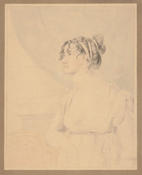 Mrs. J.R. Smith, Elizabeth Pepperell Sanger, indoors and leaning on a chair