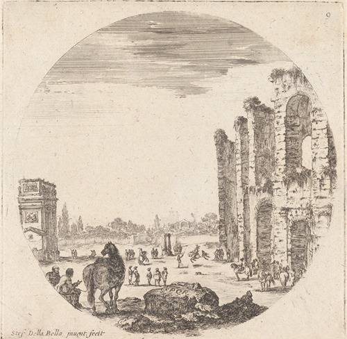 A droite, une partie du Colisée, et à gauche, l’arc de Constantin, vue de flanc