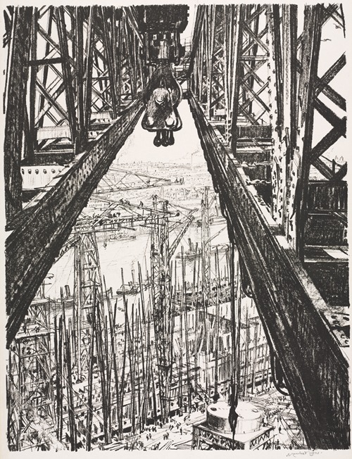 The Great War; Britain’s Efforts and Ideals; Building Ships; A Shipyard Seen from a Big Crane