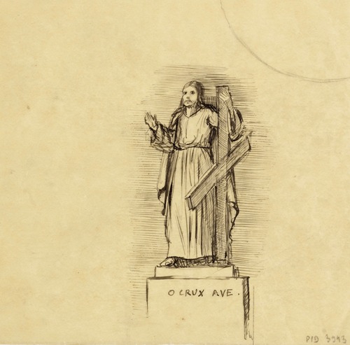 Projet de dessin de Saint André réalisé pour l’abbé Robineau Saint André sculpture sur un socle