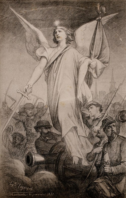 Personnage allégorique et combattants de la guerre de 1870-1871