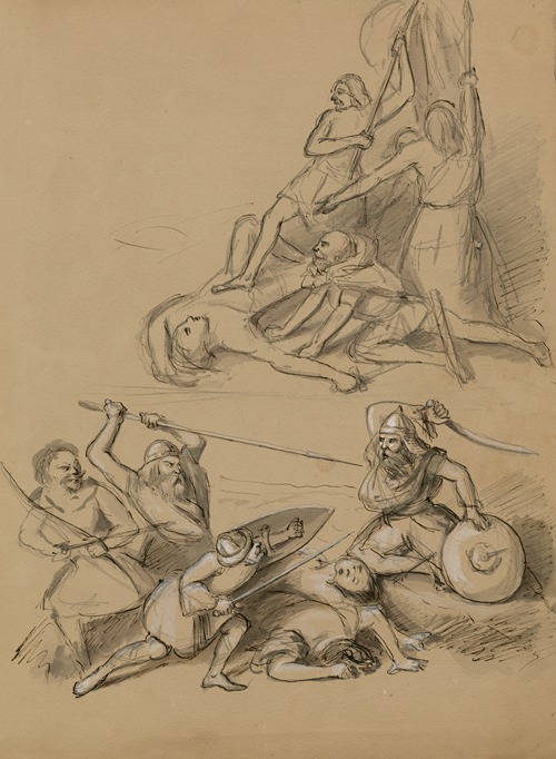 Two battle scenes, possibly illustrating Kean’s production of Macbeth