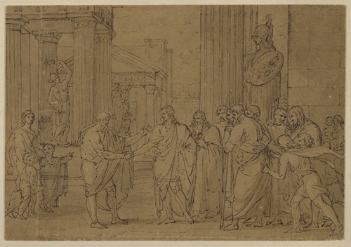 Timon of Athens and Alcibiades; ‘Friend Alcibiades! Give me thine hand! In thee I see the ruin of the empire!’