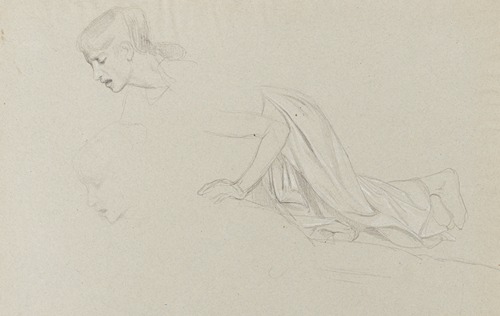 Etude pour Pyrame et Thisbé deux études de jeune femme agenouillée