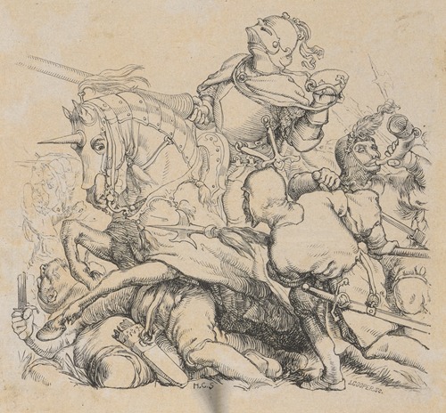 Thomas Gray, Poetical Works [Knight riding over the bodies of fallen foes].