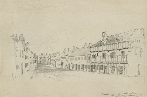 Henley Street and the old workhouse, after Mrs. E.F. Flower