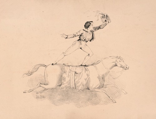 Adolphe Franconi standing on the back of a horse