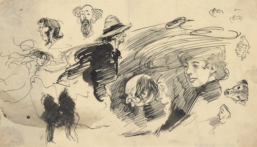 Heads and character studies, one of a dog
