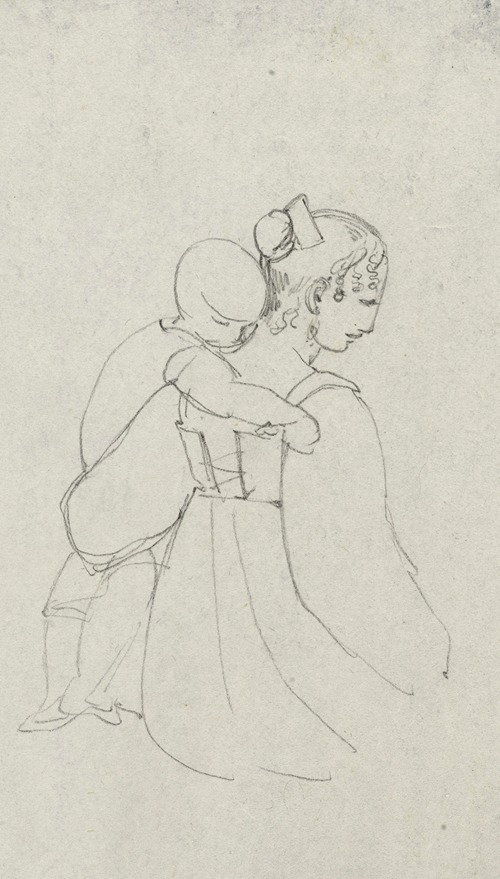 Enfant appuyé sur l’épaule de sa mère