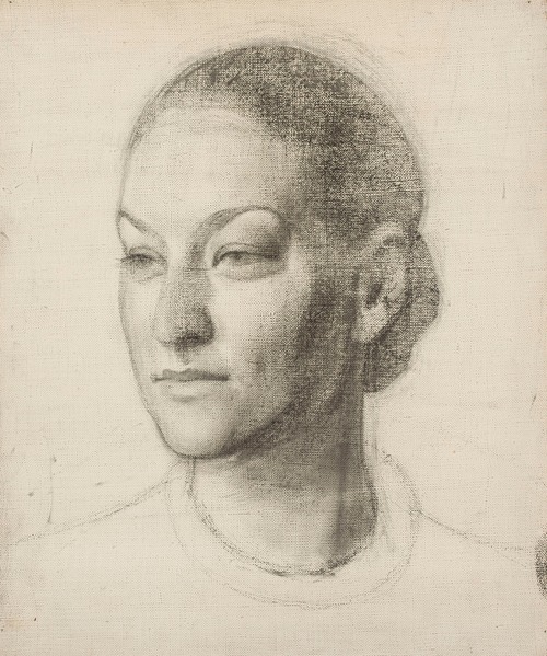 Sketch of a woman’s head for the portrait of Hanna Rembertowicz-Szymborska