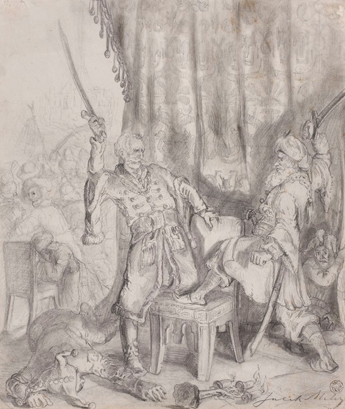 Mr. Brzezan fighting with a Tatar – illustration for “Jan Bielecki” by Juliusz Słowacki