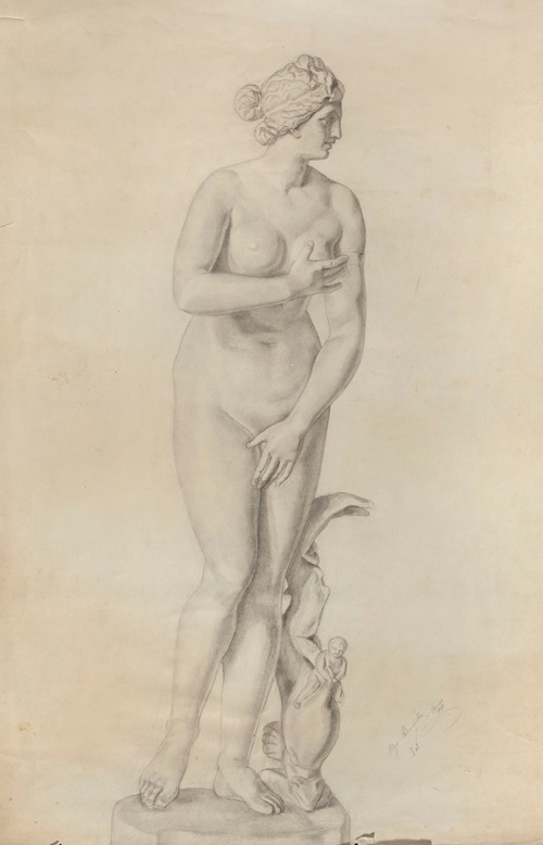 Tracing from a copy of Praxiteles’ sculpture in the type of the Venus de Medici