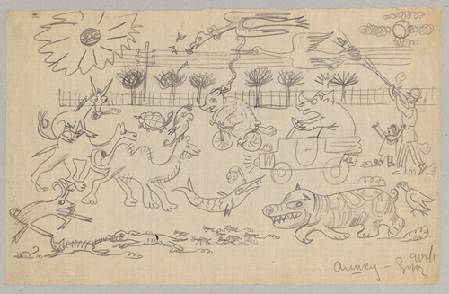 Humorous drawing for nephew Alik, III (animals)