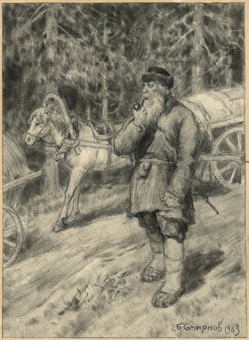 An Old Coachman from a Horse Train on the Great Siberian Road near Irkutsk.