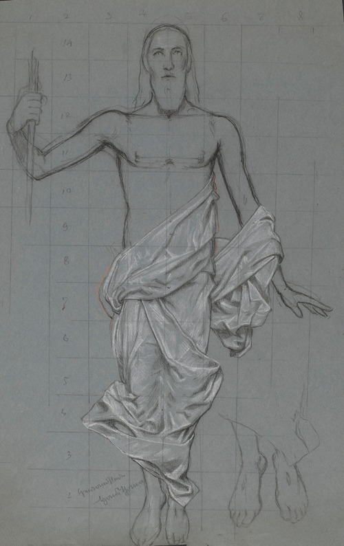 Christ from the ‘Resurrection’ Scene. Christ’s Feet Redrawn in the Bottom Right