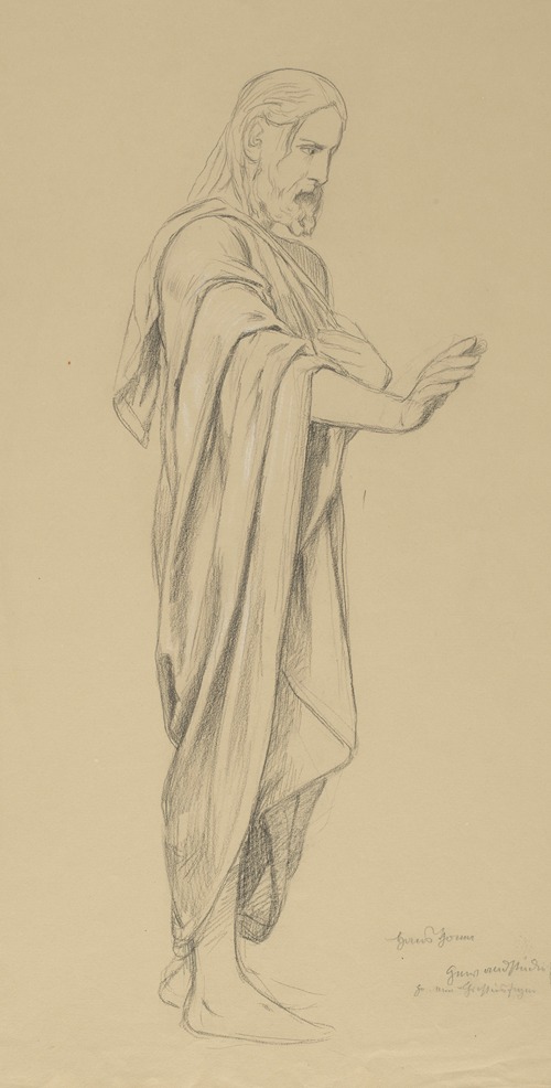 Christ with His Right Hand Outstretched, Depicted in Profile in a Standing Position