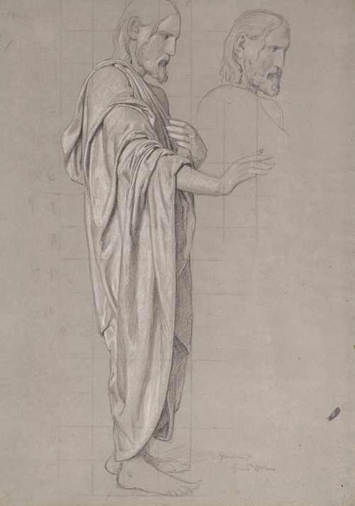 Christ with His Right Hand Outstretched, next to the Figure’s Head Redrawn
