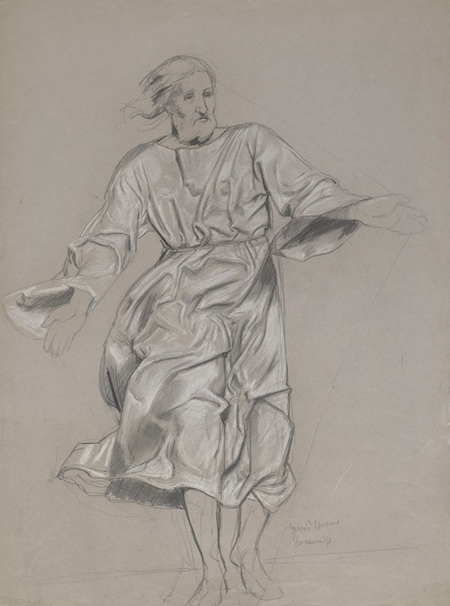 Christ with outstretched hands. Design for the painting “Christ and St. Peter on the sea”