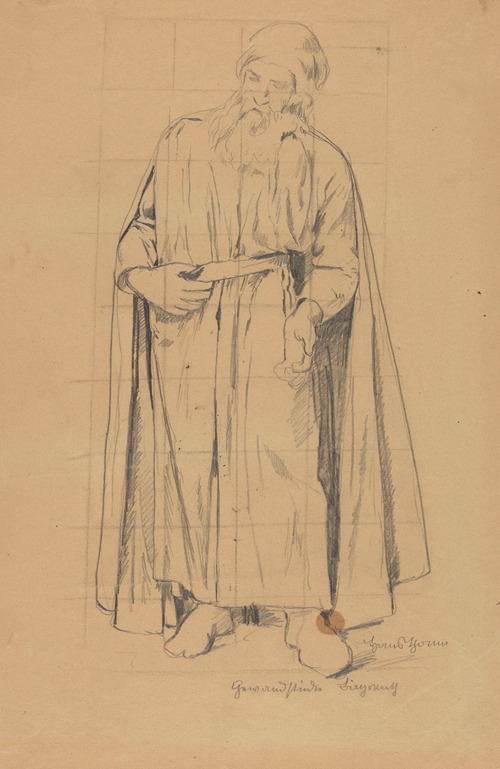 Figure of an Old Man in a Long Robe Wearing a Turban