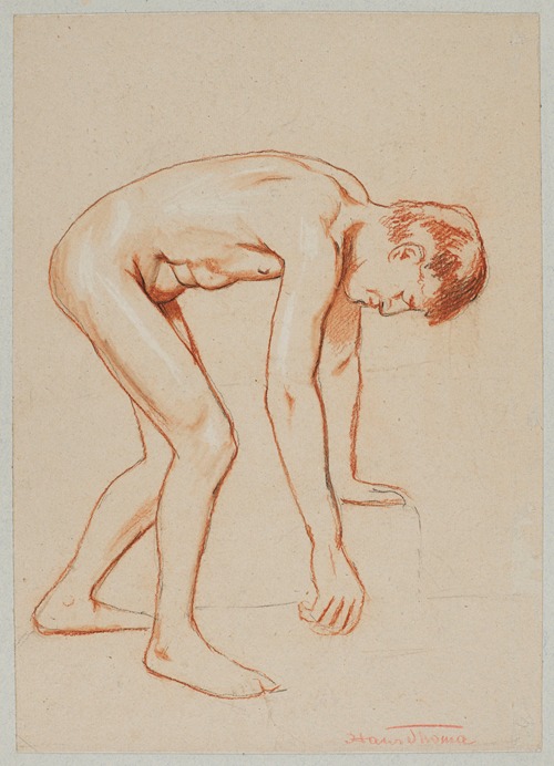 Male Nude Leaning Forward in Profile