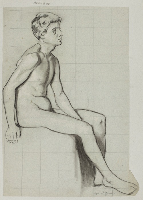 Male Nude Sitting in Profile