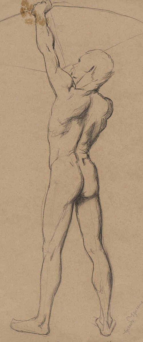 Nude Archer Depicted from the Back
