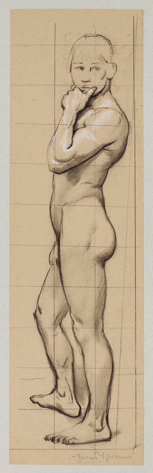 Nude young man, sideways