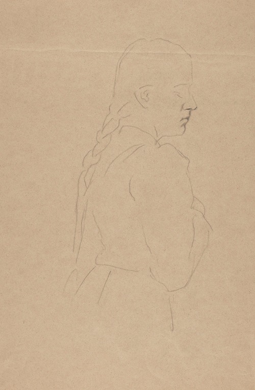 Outline of a Girl with a Braid